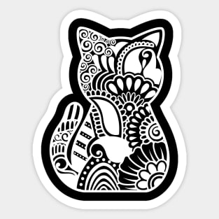 Cat zentangle Black and White Sticker